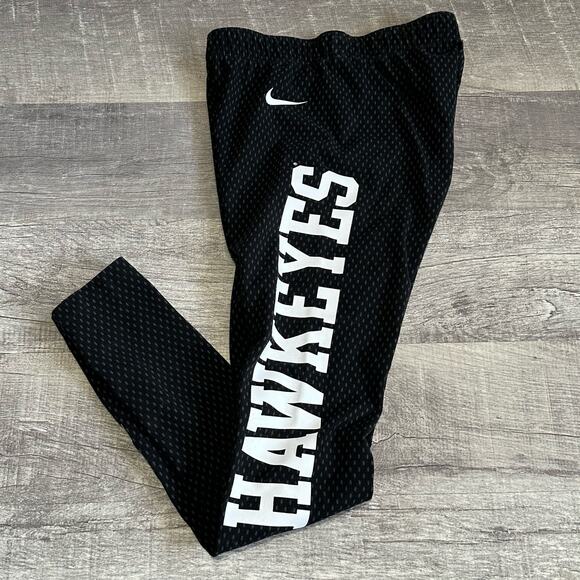 Nike Iowa Hawkeyes Legging Womens S Small Stretch Black Grey Dotted Spellout - Picture 2 of 9